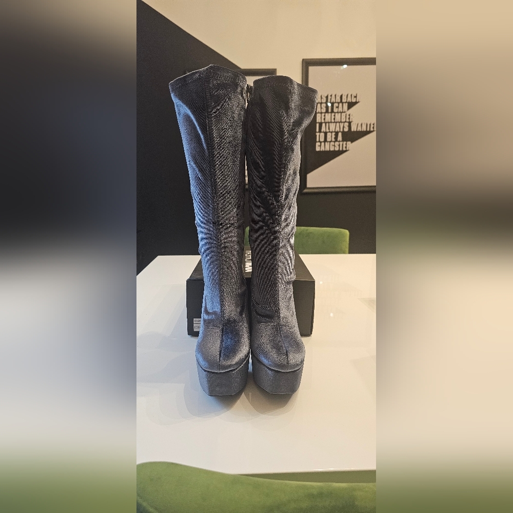Fashion Nova Blue Grey Platform Boots. Nwt - Picture 2 of 4
